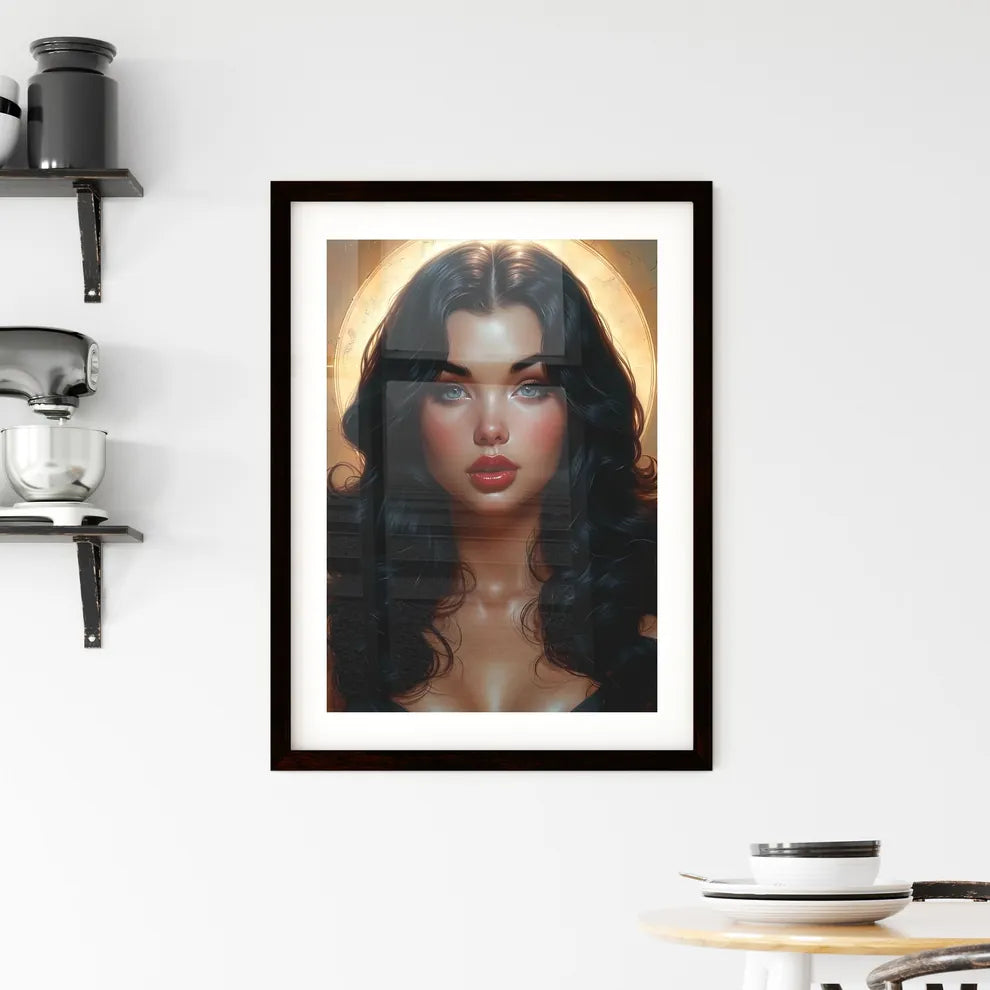 Desgin pin up girl portrait illustration - A Framed Print