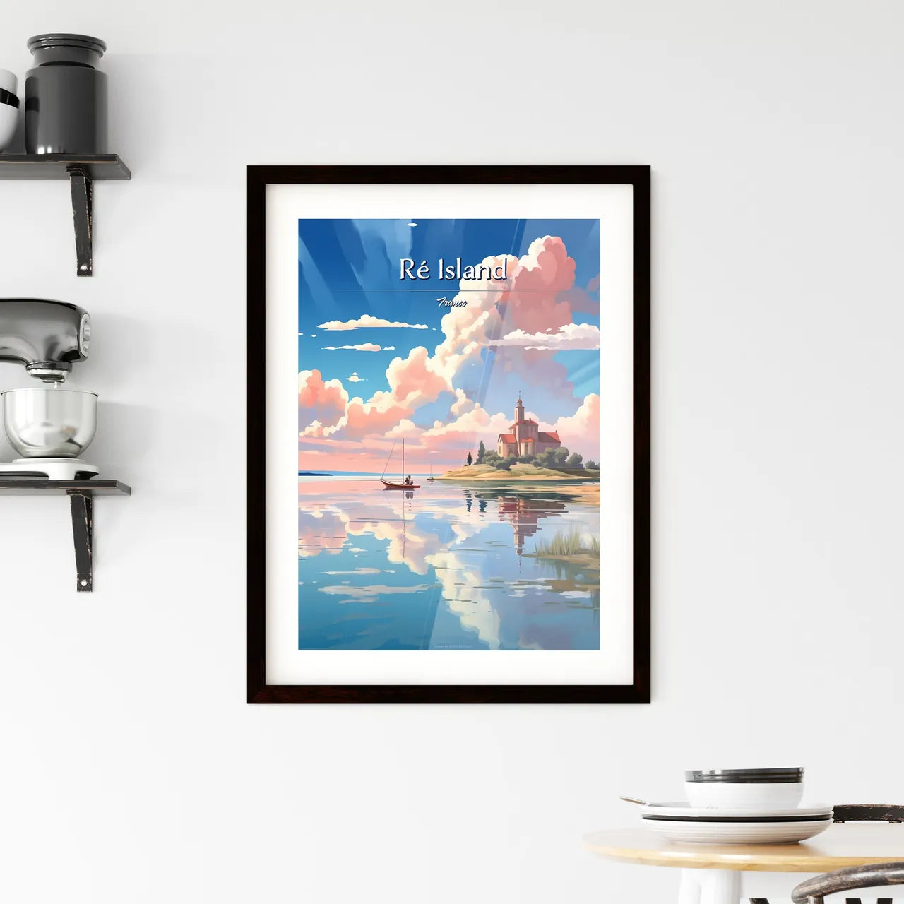 Ré Island, France - Art print of a green hill with blue sky Custom Print