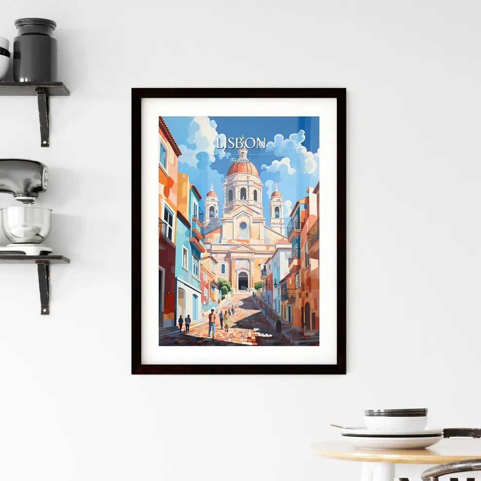 Lisbon, Portugal - Art print of a balcony with a view of a city and mountains Custom Print