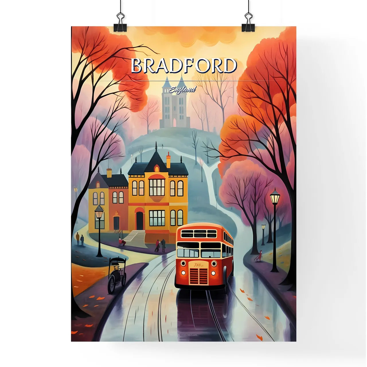 Bradford, England - Art print of a painting of a house in a vineyard Poster