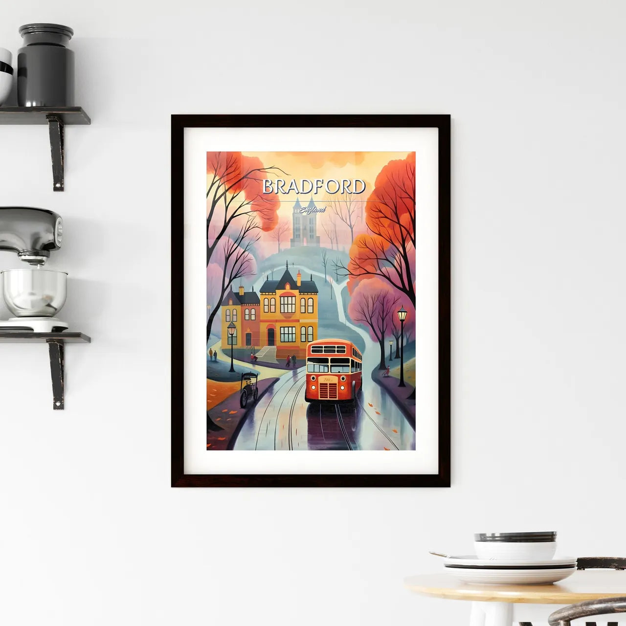 Bradford, England - Art print of a painting of a house in a vineyard Custom Print