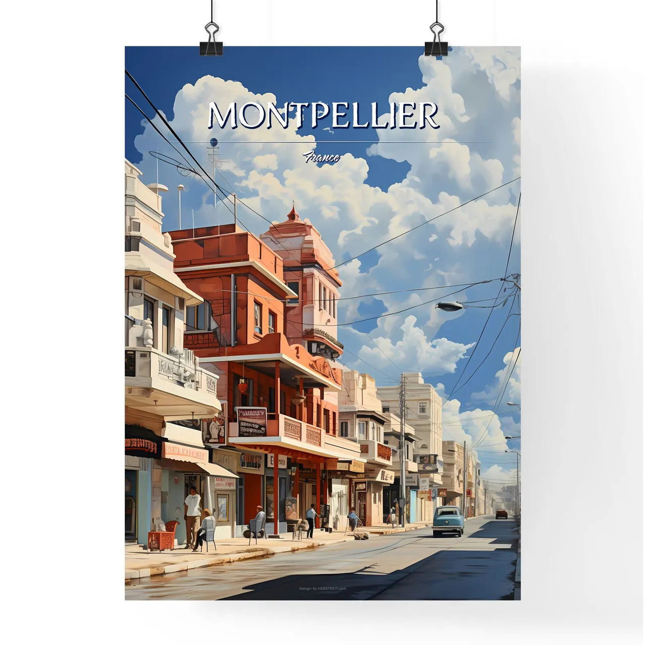 Montpellier, France - Art print of a painting of a vineyard Poster