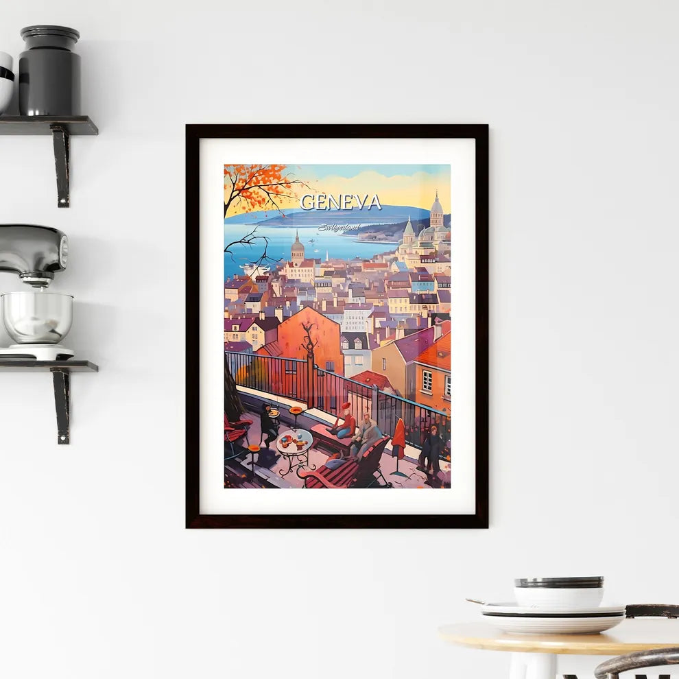 Geneva, Switzerland - Art print of a bus driving down a street Custom Print