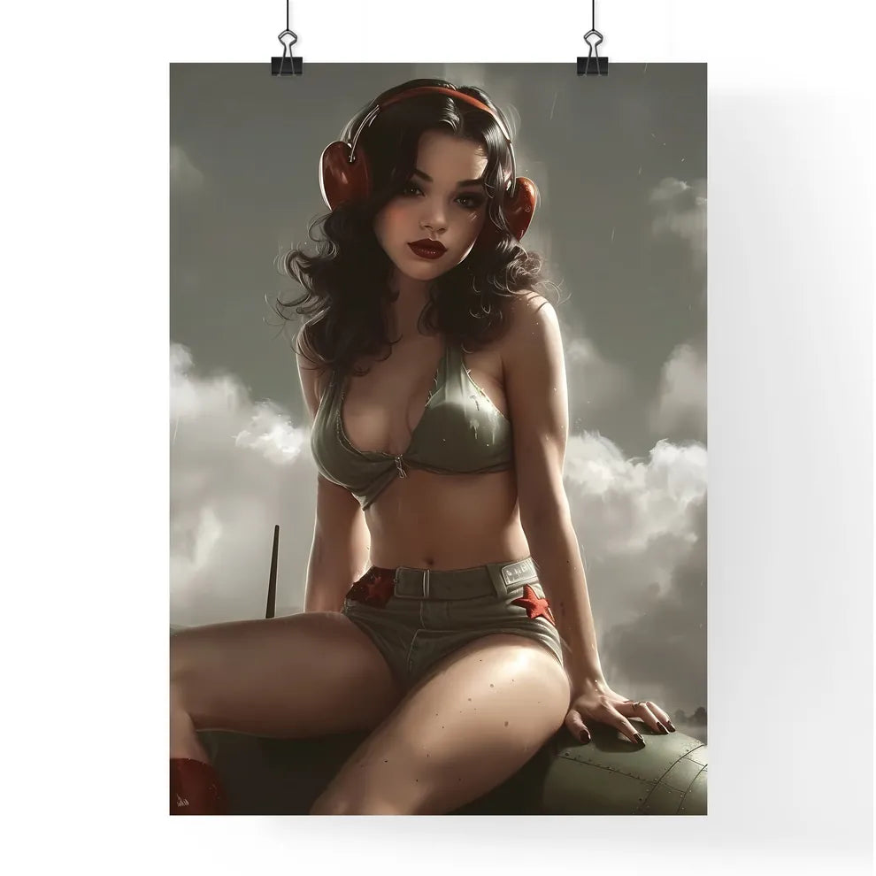 Pinup style attractive military young woman  Poster
