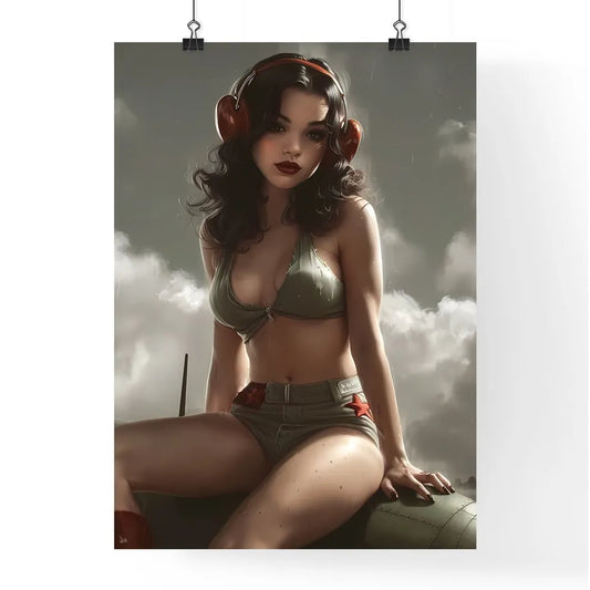 Pinup style attractive military young woman  Poster