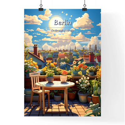On the roofs of Berlin - Art print of a woman in a red dress