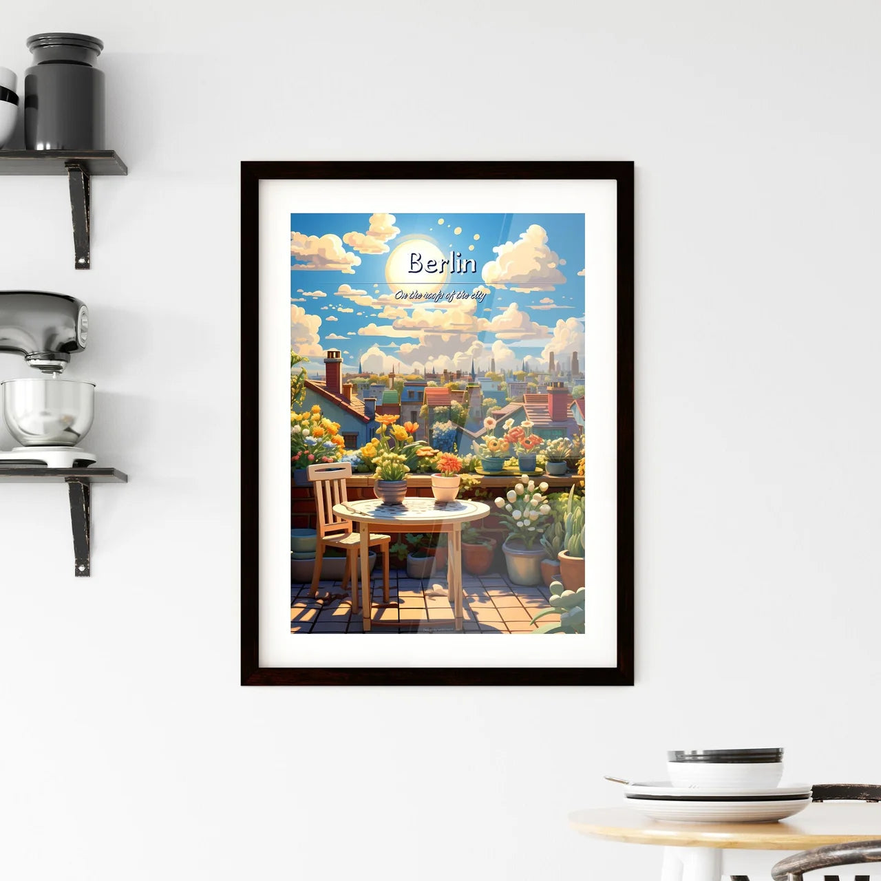 On the roofs of Berlin - Art print of a woman in a red dress Custom Print