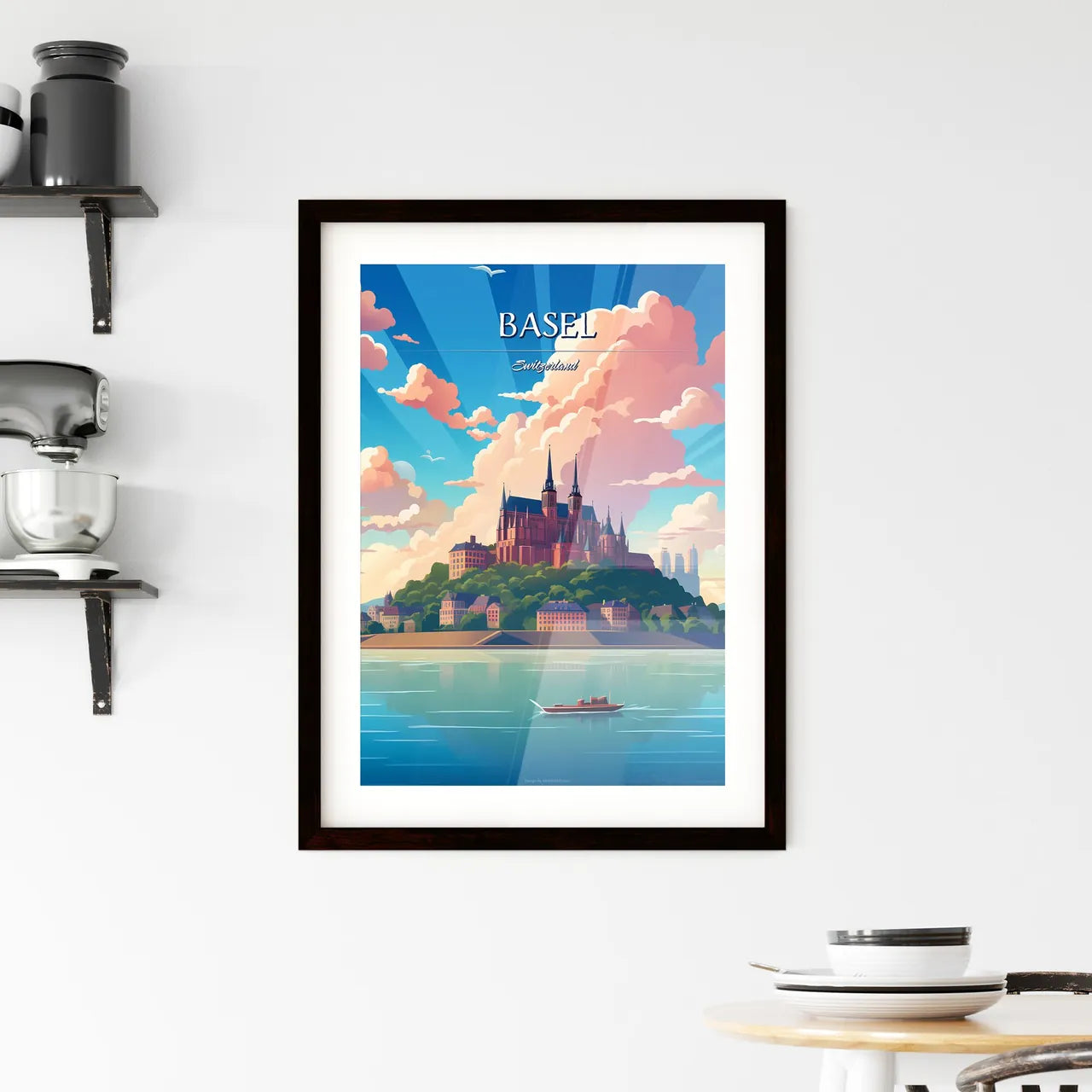 Basel, Switzerland - Art print of a woman dancing on a pink background Custom Print