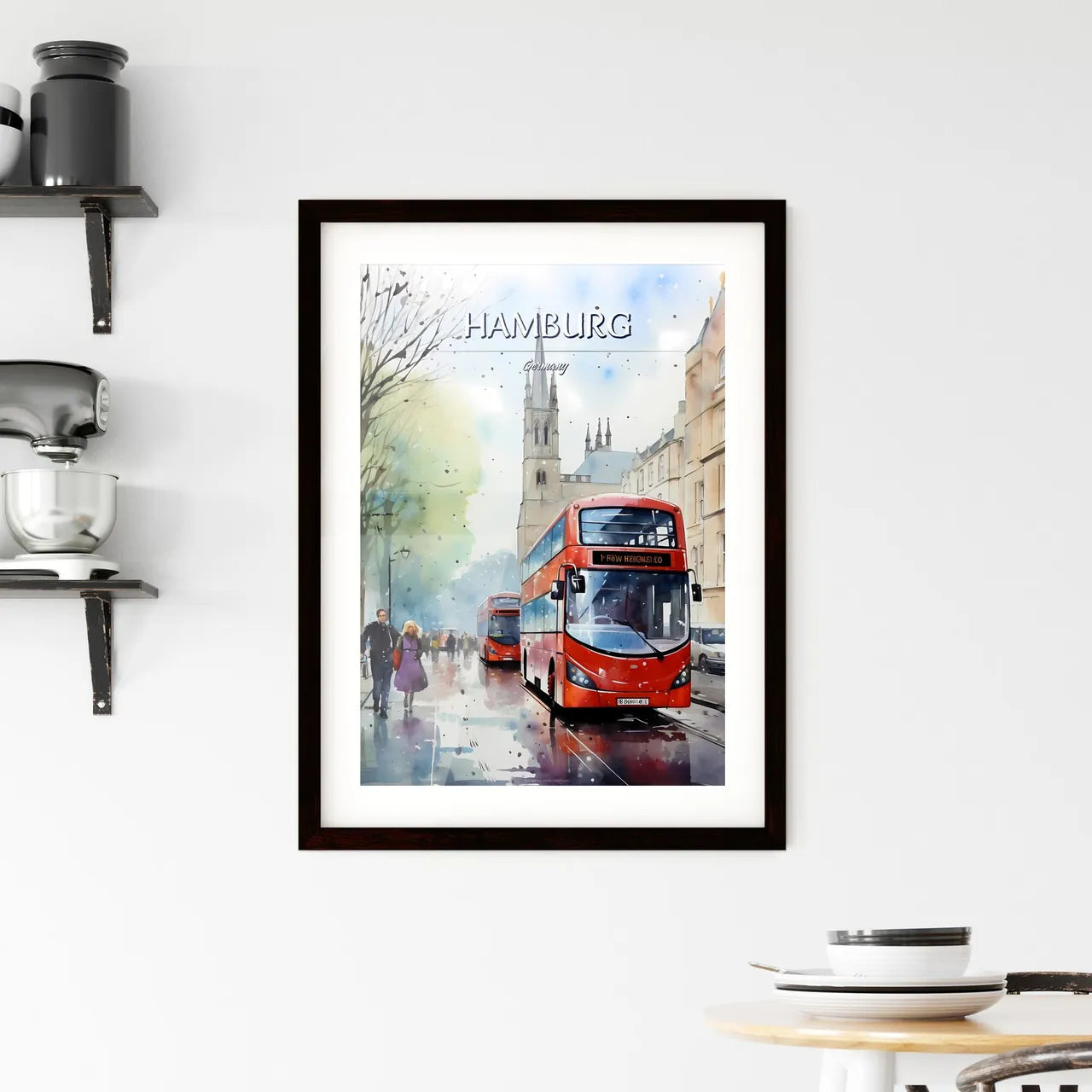 Hamburg, Germany - Art print of a pink clouds and blue lights Custom Print