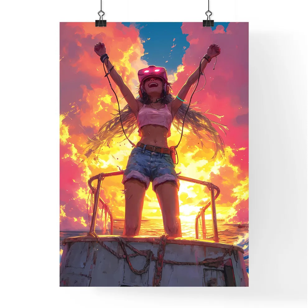 A TRENDY young GAMER - Art print of a woman  Poster