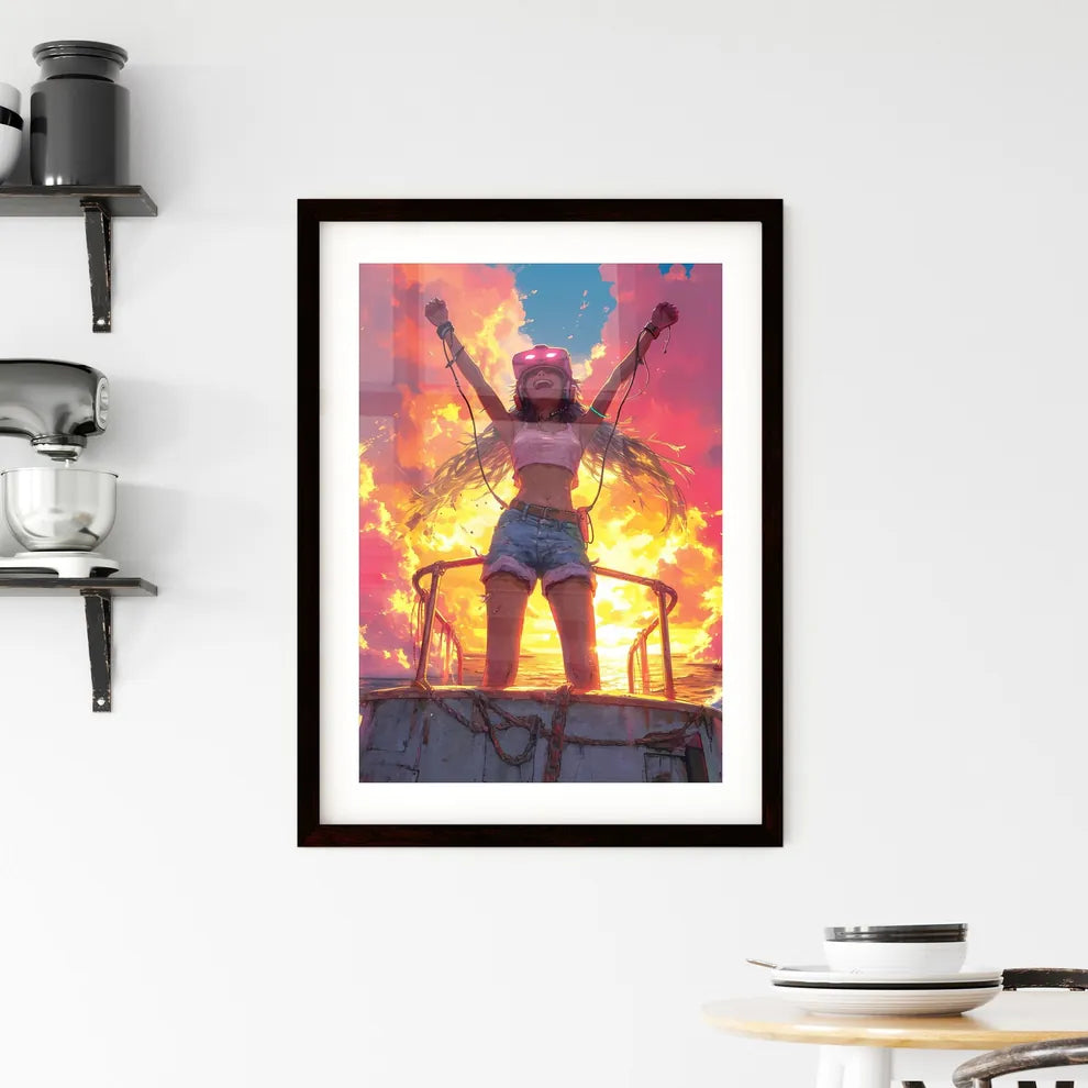 A TRENDY young GAMER - Art print of a woman  Framed Print