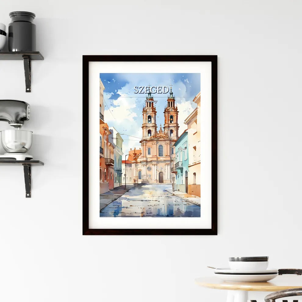 Szeged, Hungary - Art print of a drawing of two angels playing guitars and flowers Custom Print