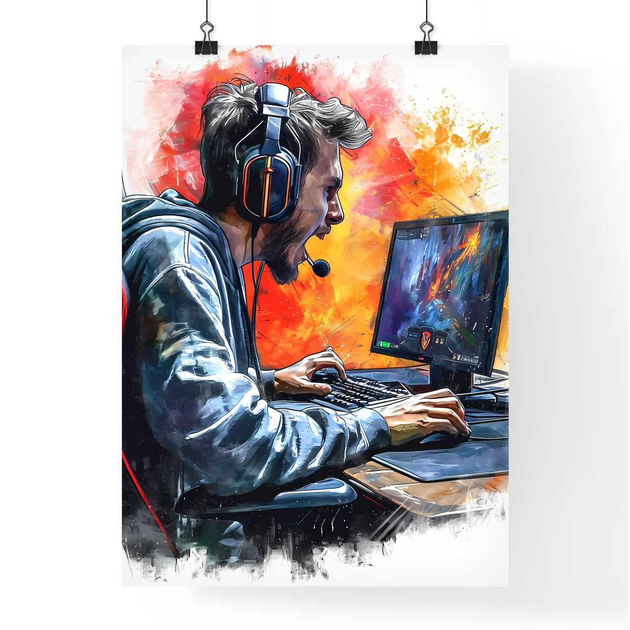A TRENDY young GAMER - Art print of a city b Poster