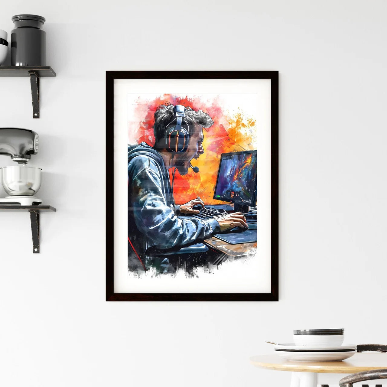 A TRENDY young GAMER - Art print of a city b Framed Print