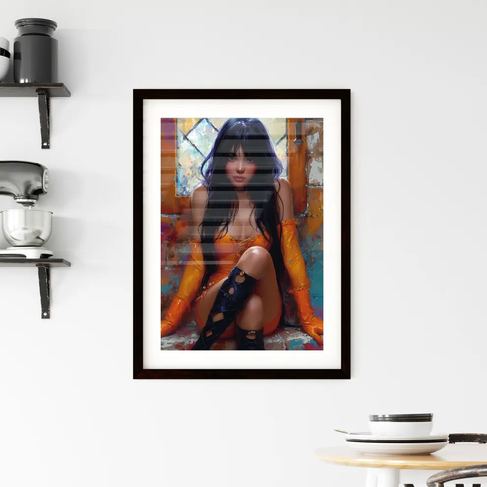 Old comic book style pin up girl - Art print Framed Print