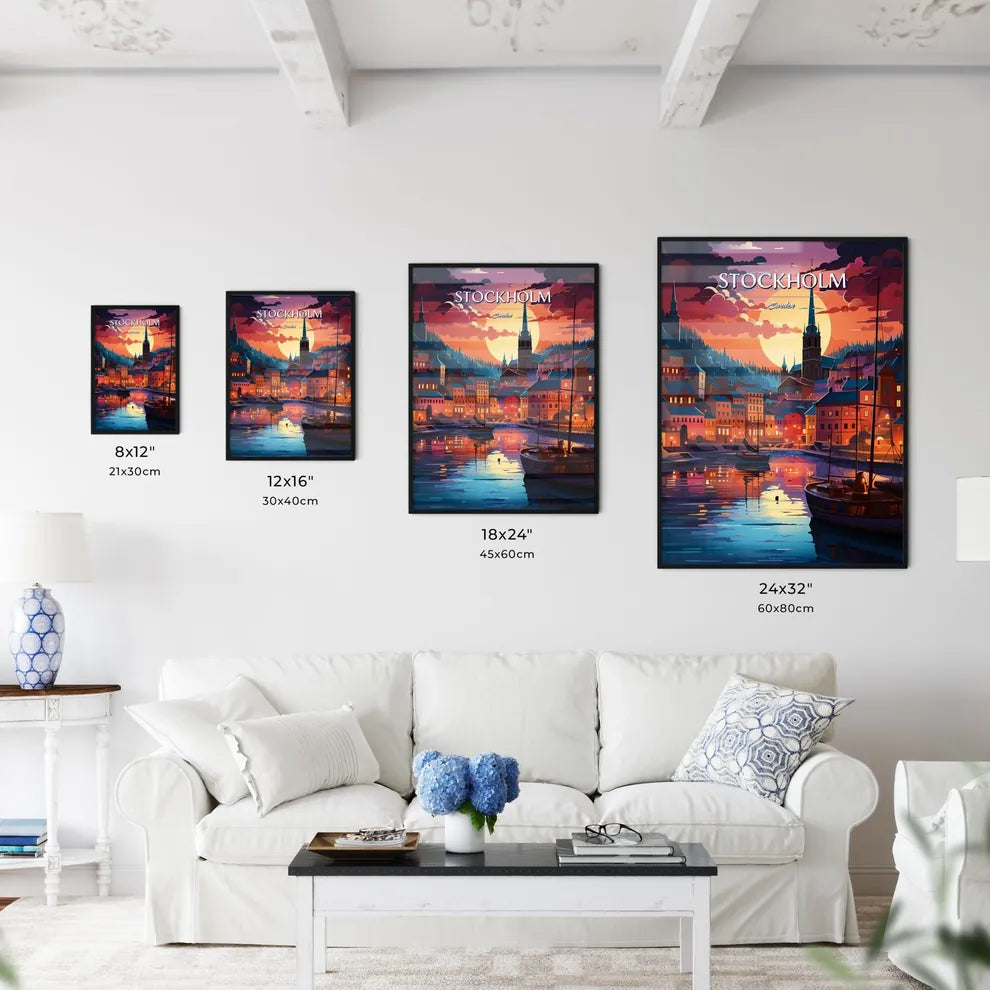 Stockholm, Sweden, - Art print of a woman sitting on a plane Size Chart