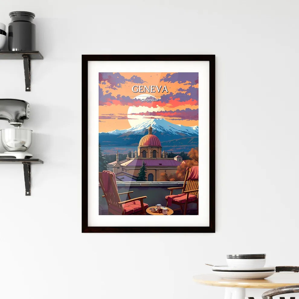 Geneva, Switzerland - Art print of a painting of a road between colorful trees Custom Print