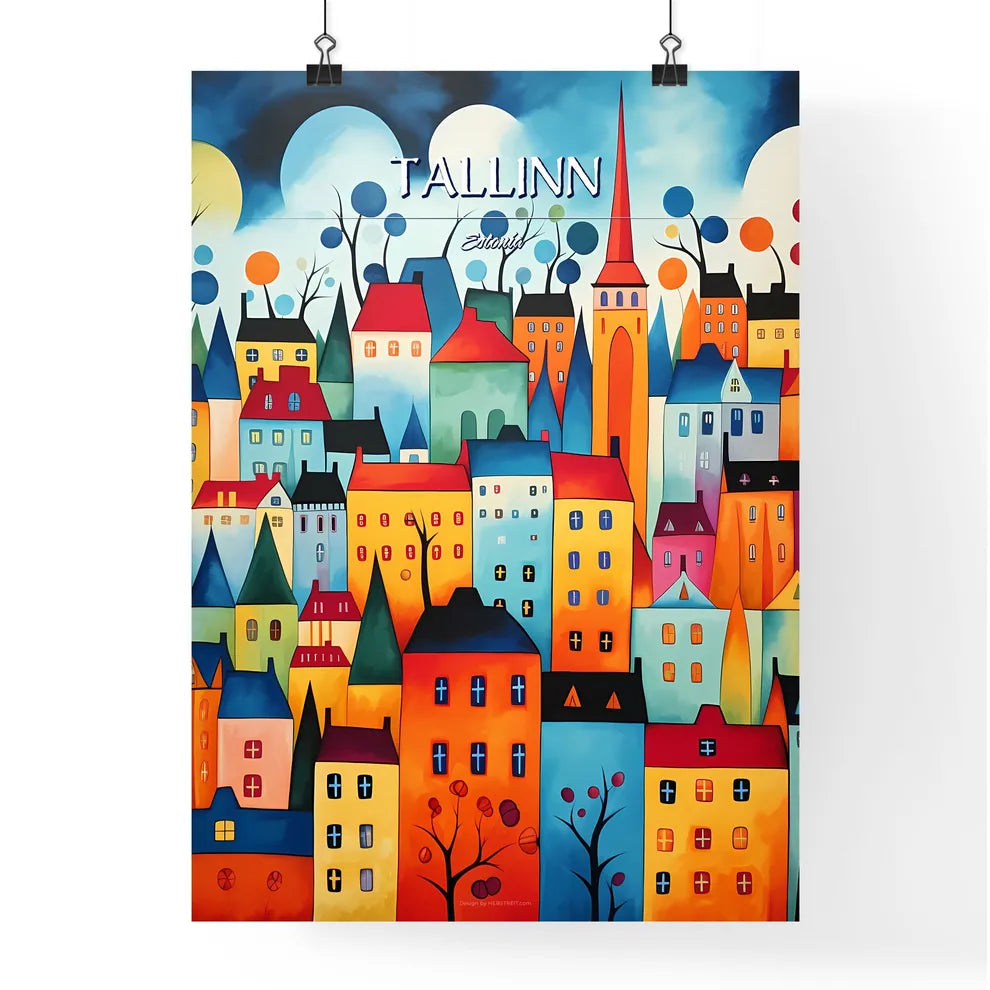 Tallinn, Estonia - Art print of a snowy alley between buildings Poster