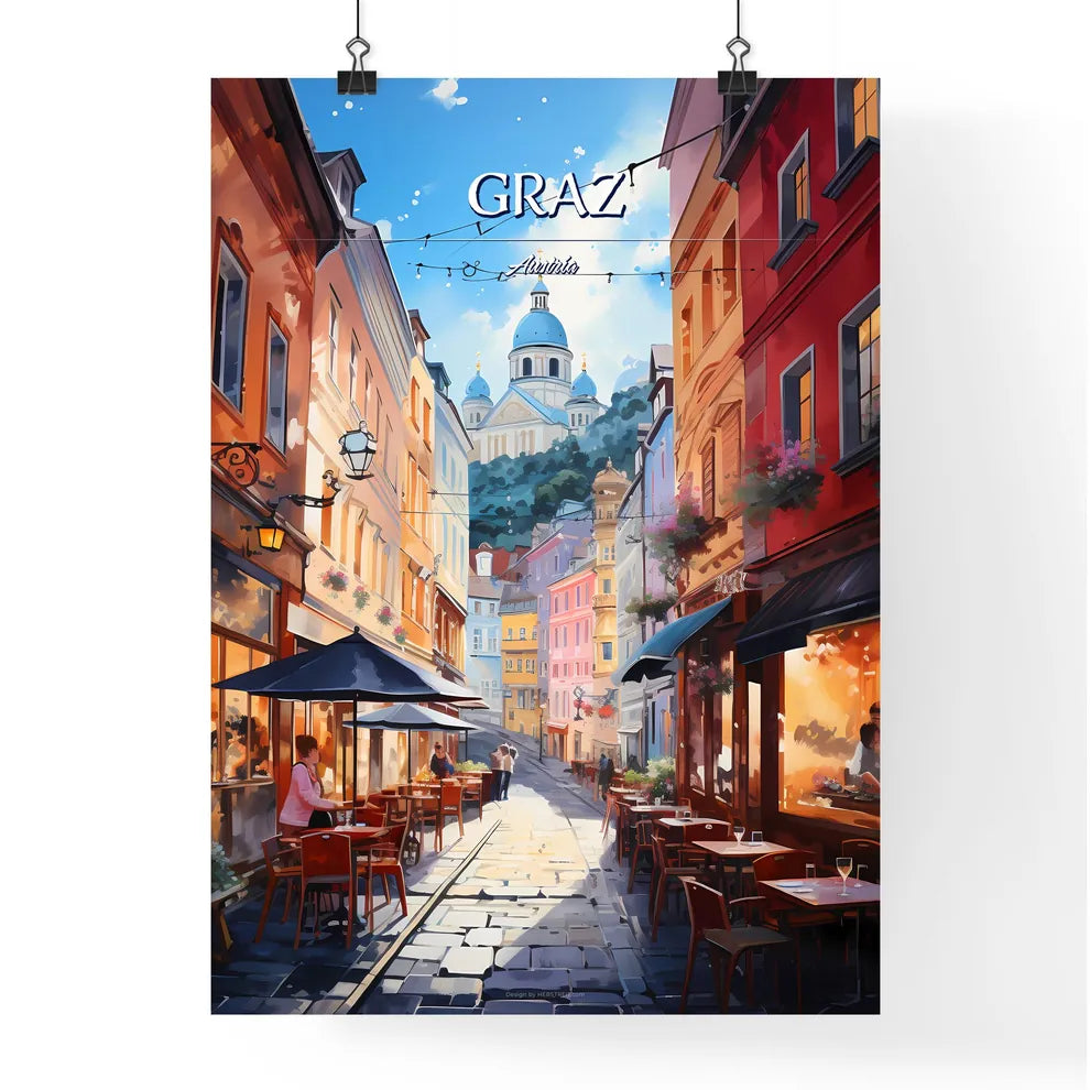 Graz, Austria - Art print of a pink robot hand pointing Poster