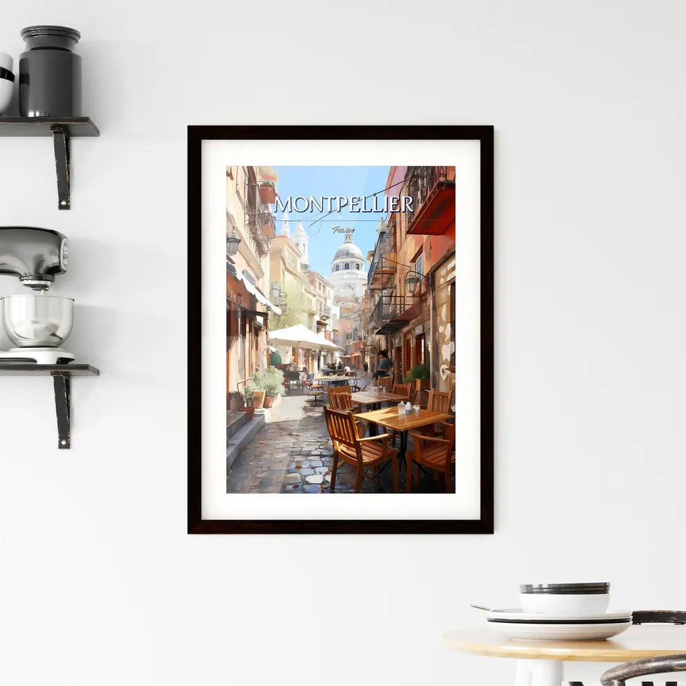 Montpellier, France - Art print of a beach with a sandy shore and blue water Custom Print