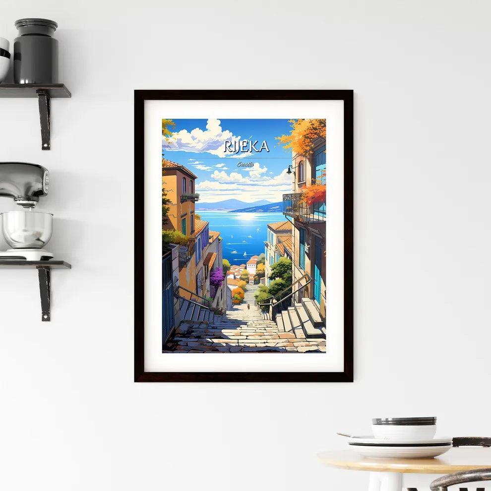 Rijeka, Croatia - Art print of a painting of a vineyard with a building and a tower Custom Print
