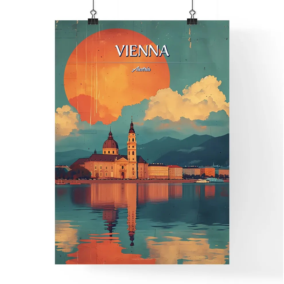 Vienna, Austria - Art print of a cow standing in a field Poster