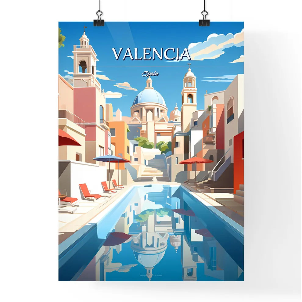 Valencia, Spain - Art print of a woman with her arms up in the air with a crowd of people Poster