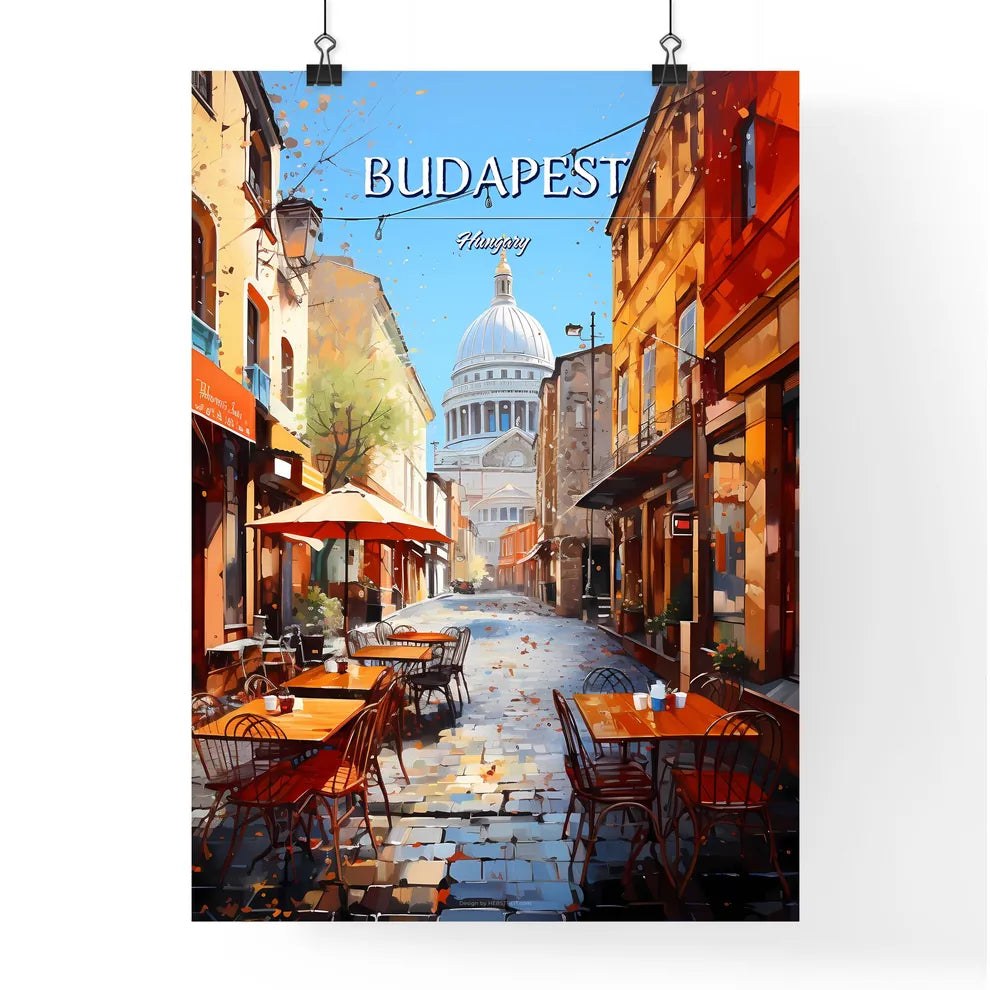 Budapest, Hungary - Art print of a lake surrounded by mountains Poster