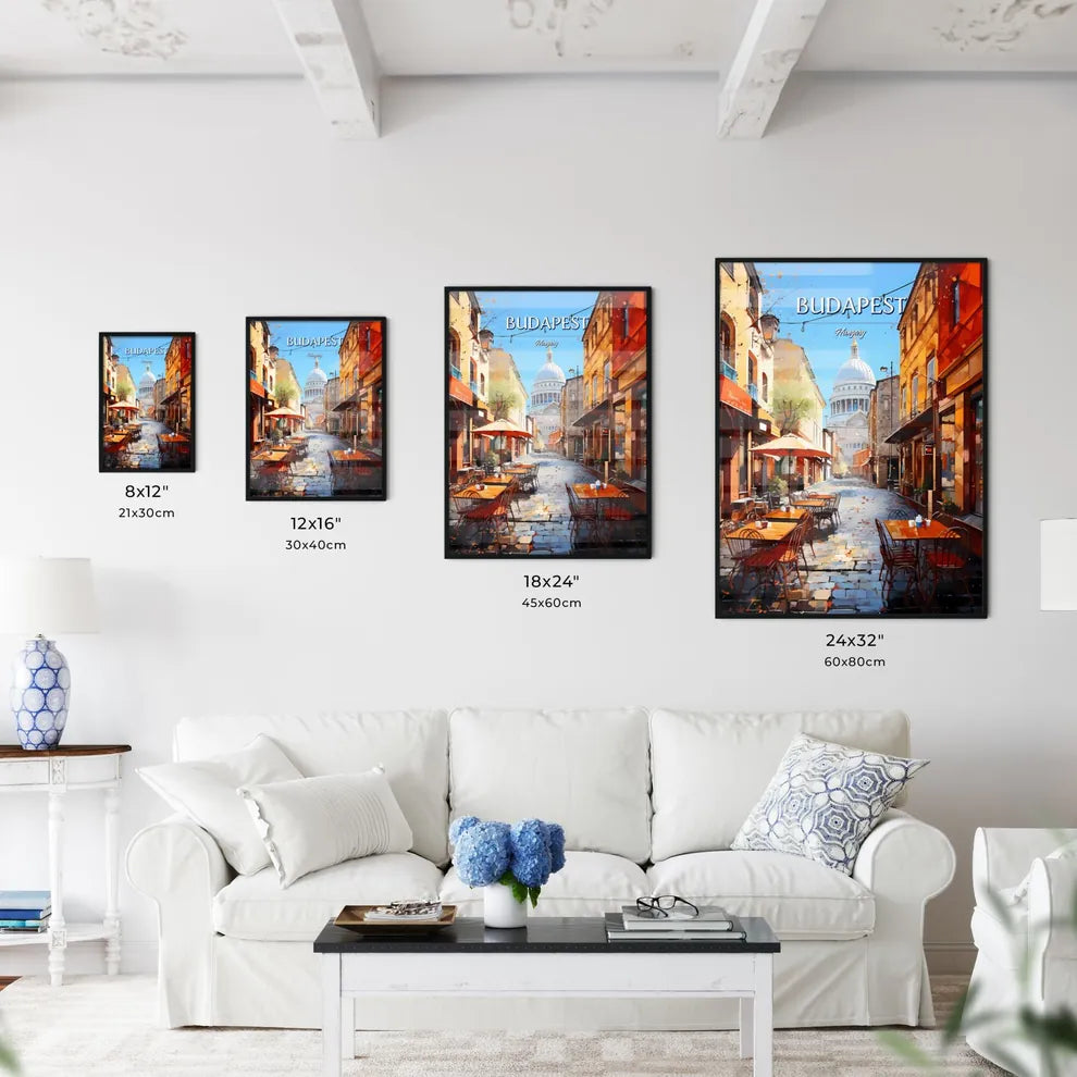 Budapest, Hungary - Art print of a lake surrounded by mountains Size Chart