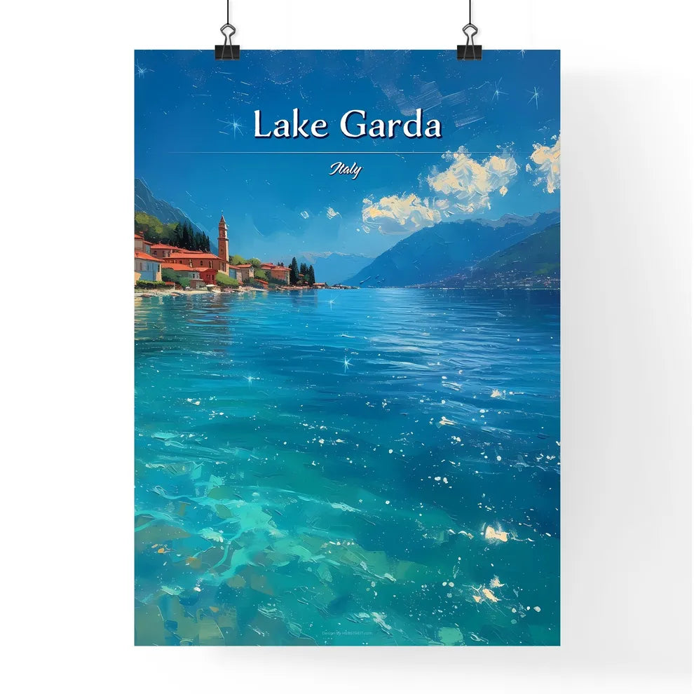 Lake Garda, Italy - Art print of a woman in military uniform with her fist up Poster