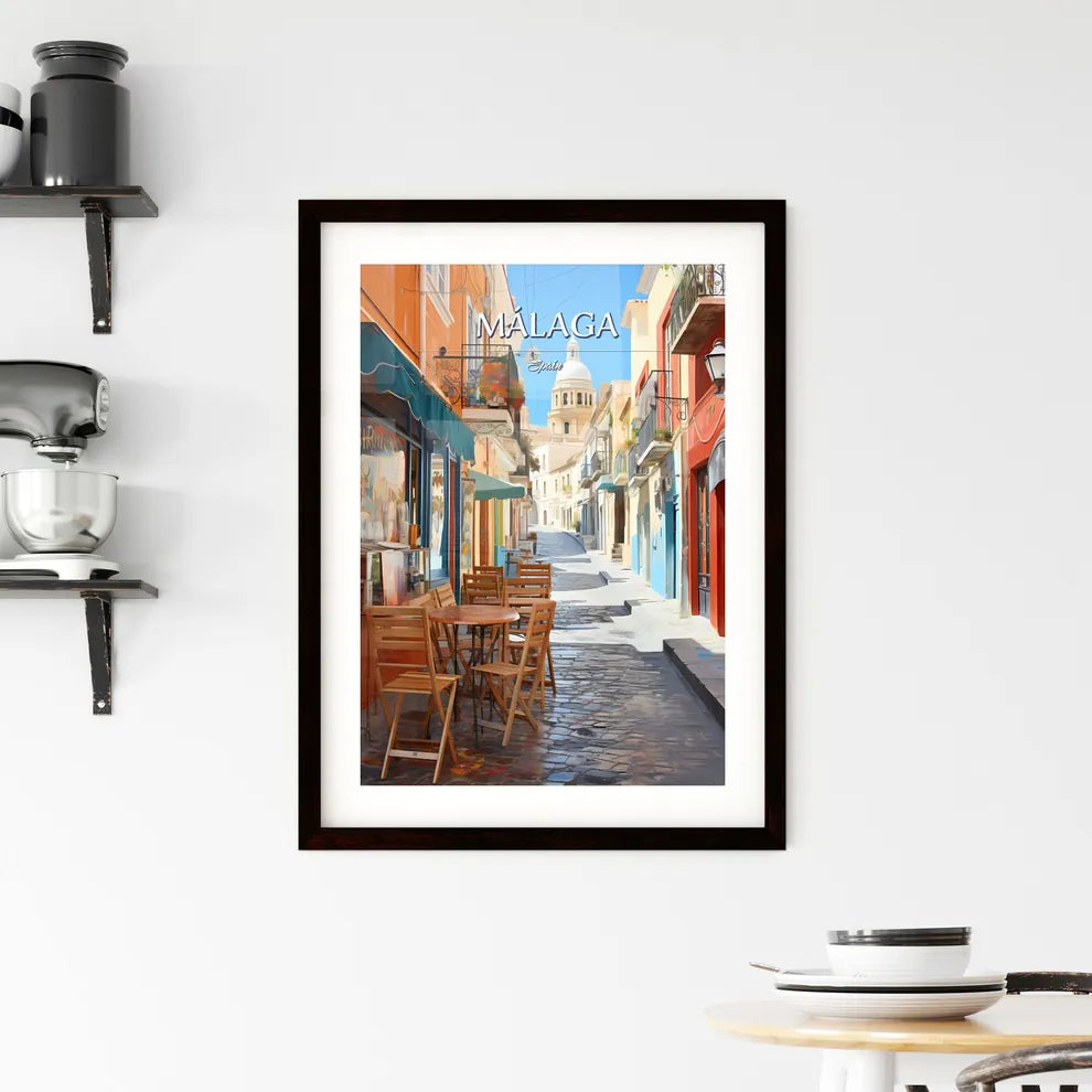 Málaga, Spain - Art print of a painting of a bus driving down a road with trees and houses Custom Print