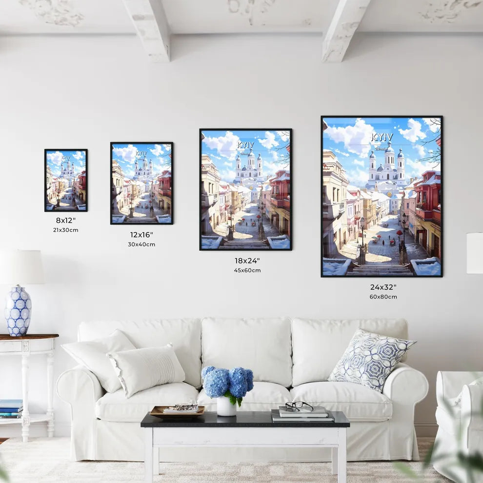 Kyiv, Ukraine - Art print of a waterfall in a lake Size Chart