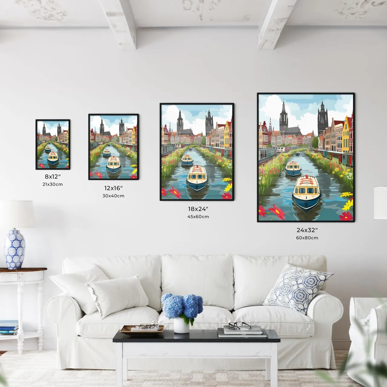 Craft an illustration of Nijmegen - Art print of a colorful hills with lights on it Size Chart