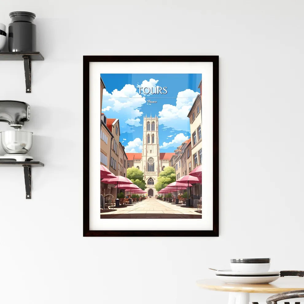 Tours, France - Art print of a painting of a city with a lake and a body of water Custom Print
