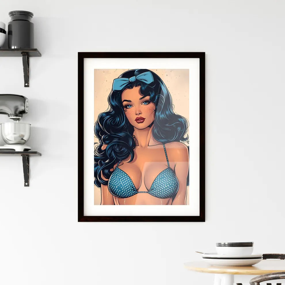 Smart vintage pin up girl - Art print of a b Framed Print