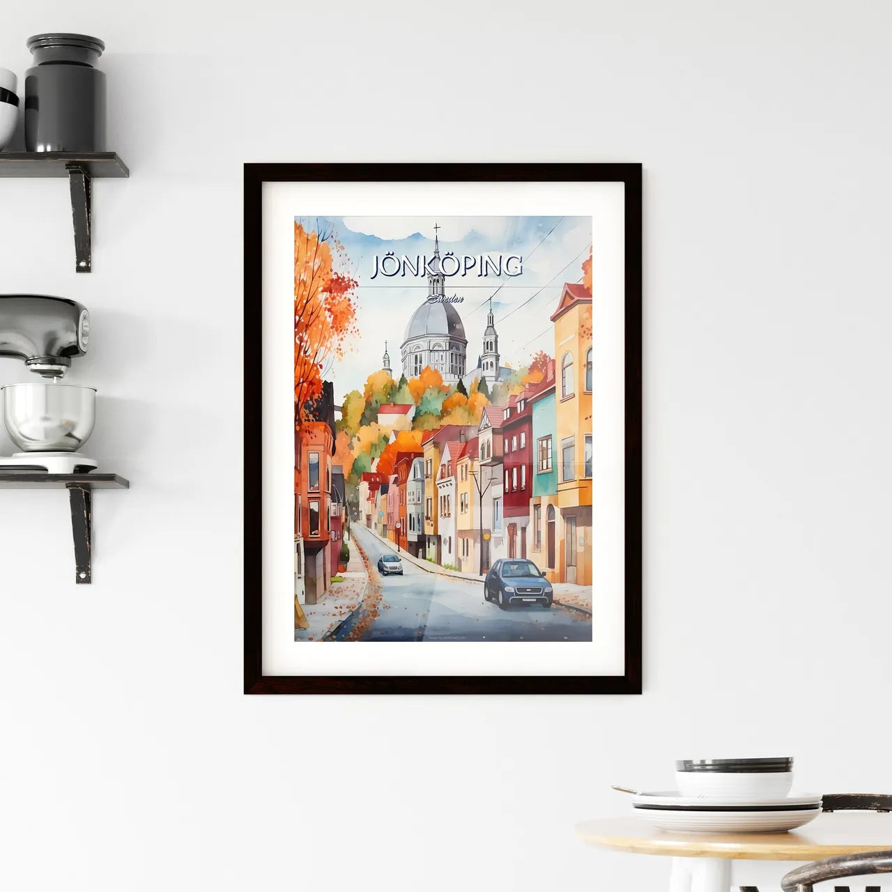 Jönköping, Sweden, - Art print of a diagram of different colored cubes and a pie chart Custom Print