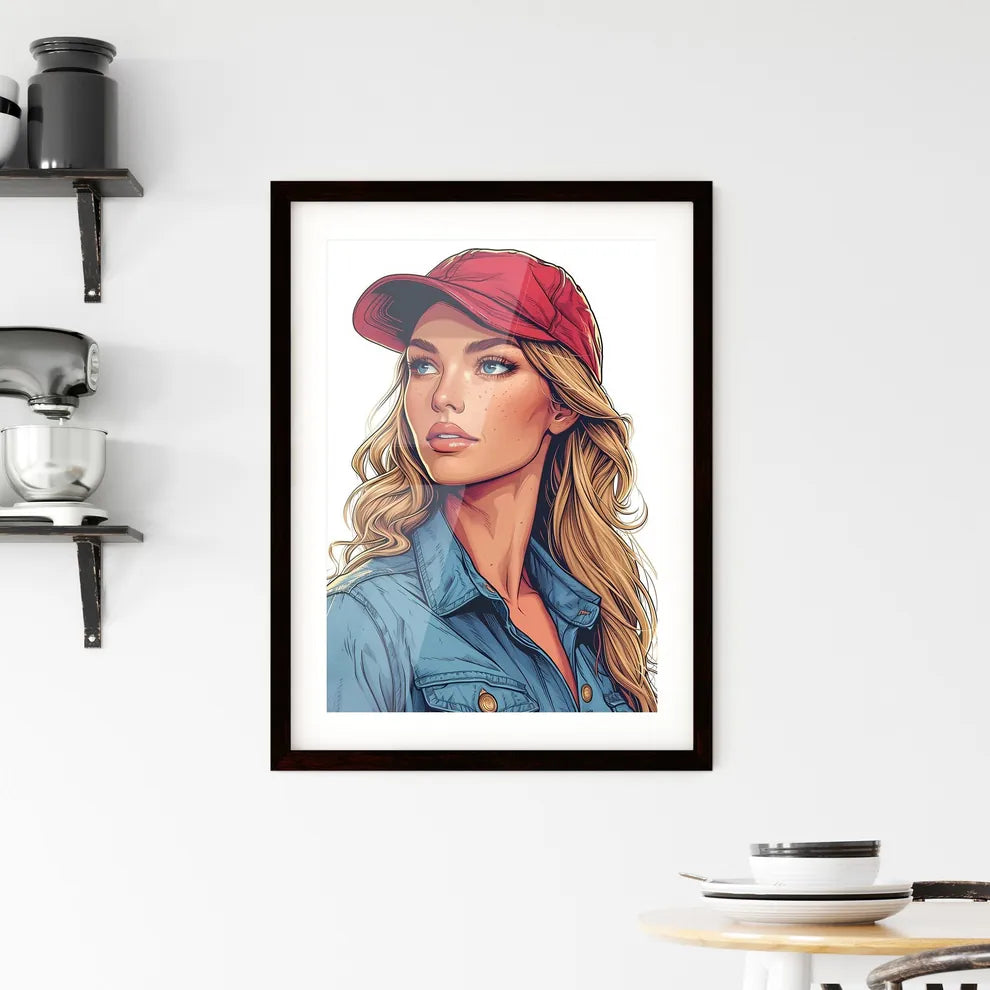 Full body shot pin up garage worker girl - A Framed Print