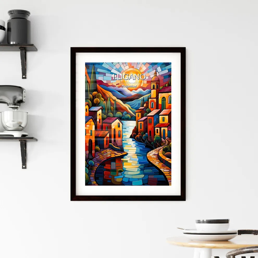 Lugano, Switzerland - Art print of a woman holding a rocket Custom Print