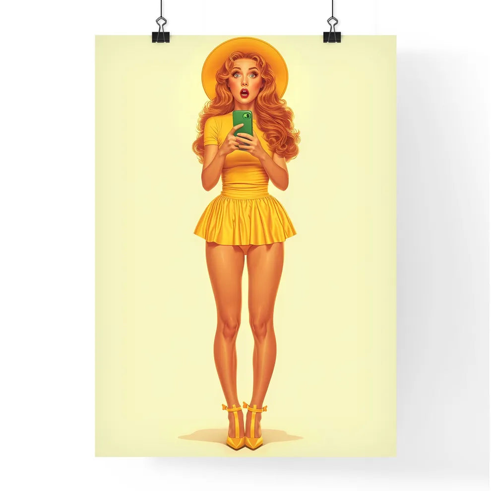 Surprised woman with beautiful legs - Art pr Poster