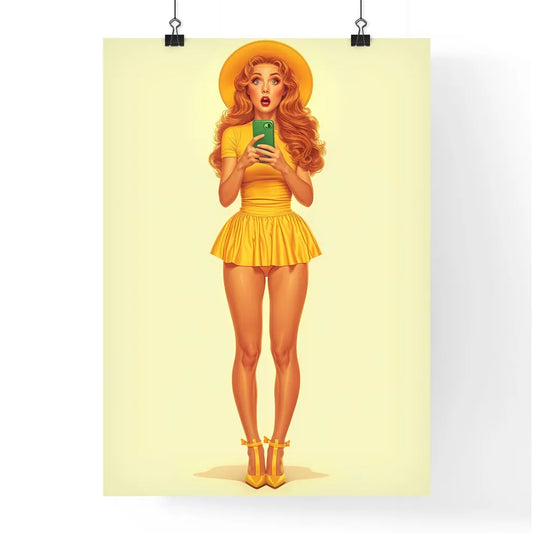 Surprised woman with beautiful legs - Art pr Poster