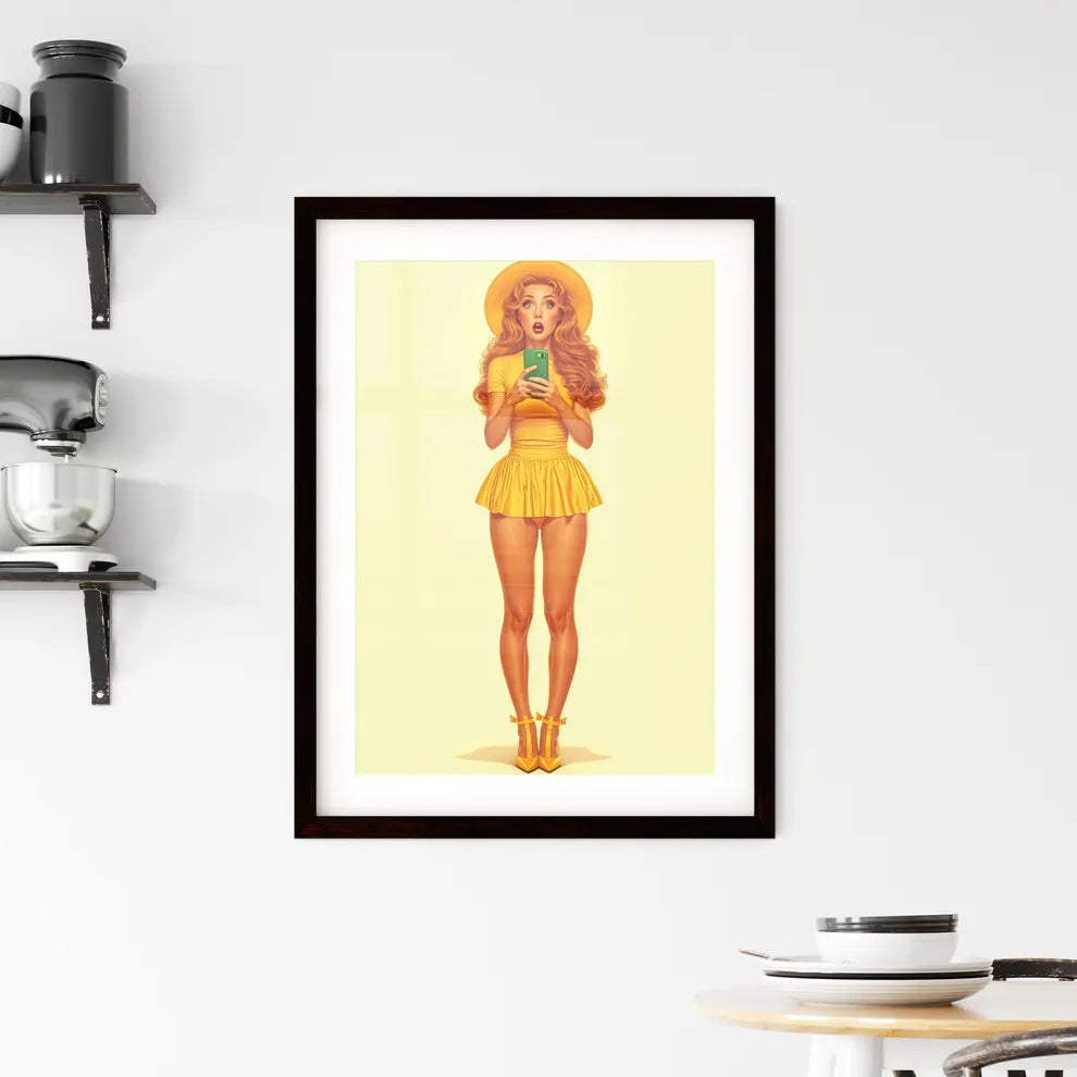 Surprised woman with beautiful legs - Art pr Framed Print
