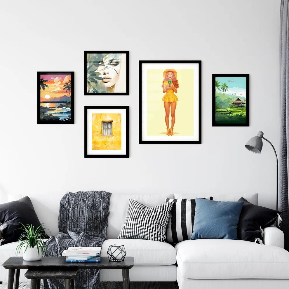 Surprised woman with beautiful legs - Art pr Wall Art