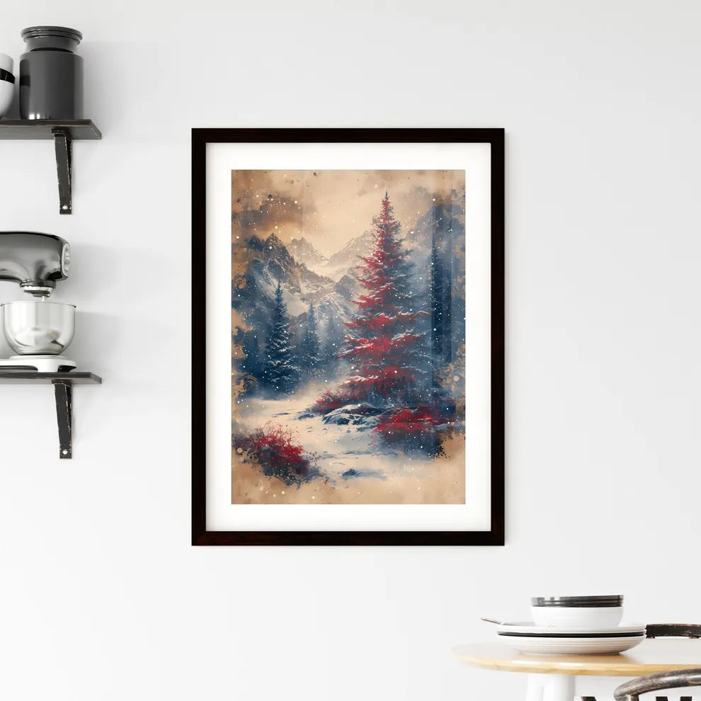 Watercolor tilable paper with christmas tree Framed Print