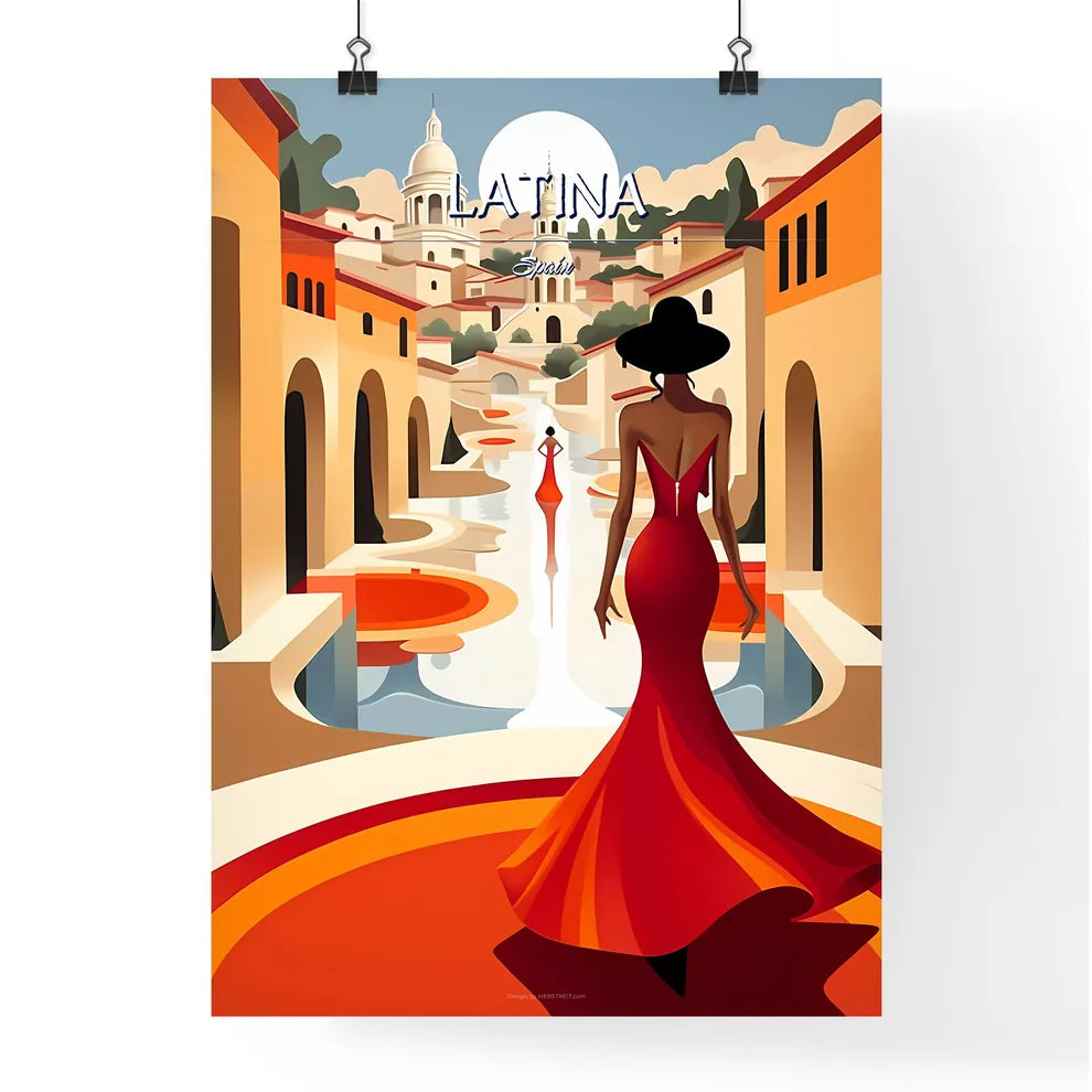 Latina, Spain - Art print of a bathtub in a bathroom Poster