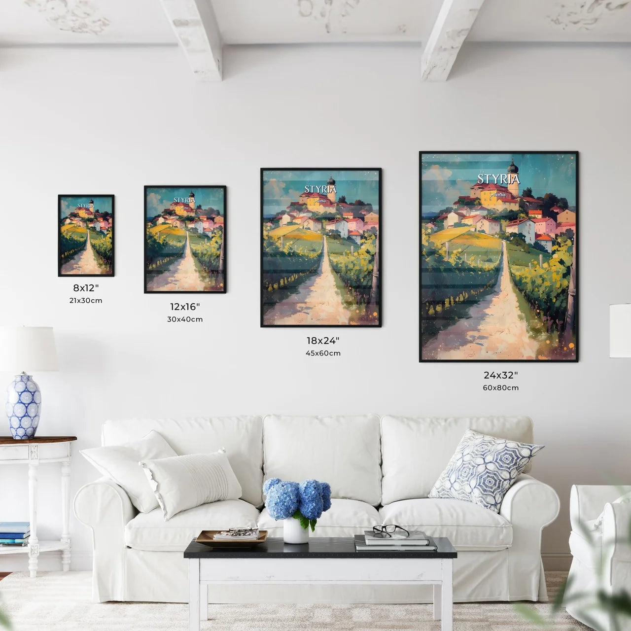 Styria, Austria - Art print of a cartoon of a man holding a green virus Size Chart