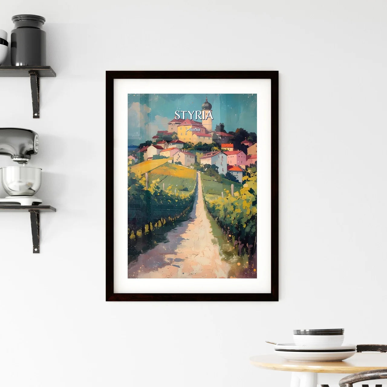 Styria, Austria - Art print of a cartoon of a man holding a green virus Custom Print