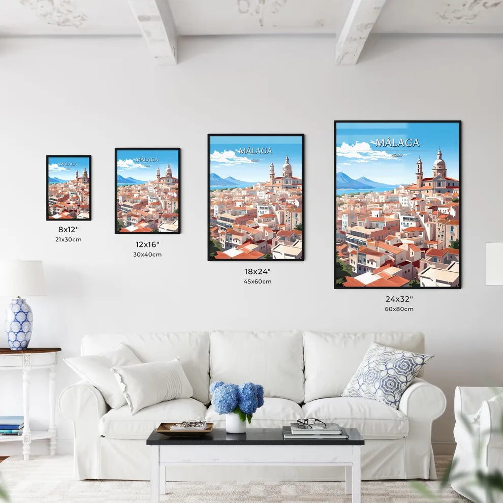 Málaga, Spain - Art print of green triangles with light streaks Size Chart