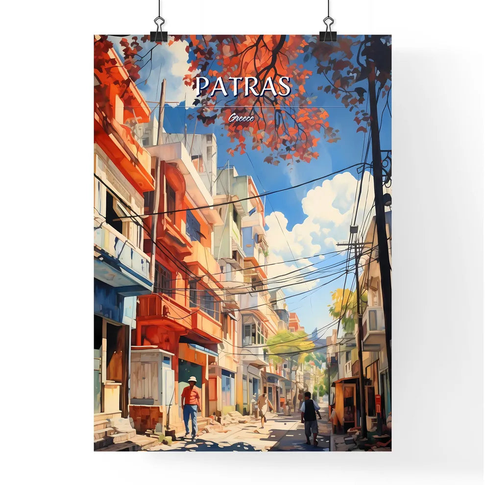 Patras, Greece - Art print of a large building with a statue on top of it Poster
