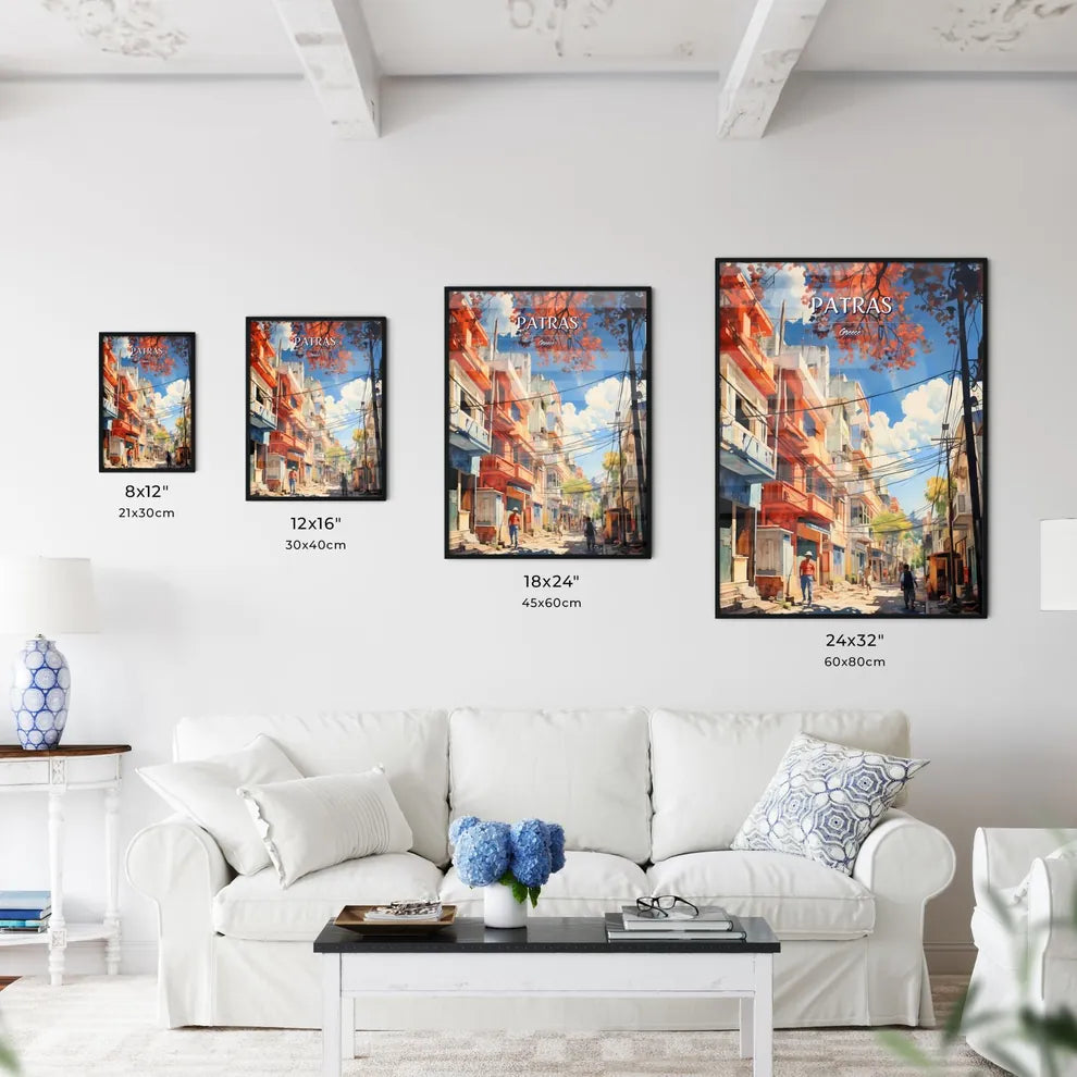 Patras, Greece - Art print of a large building with a statue on top of it Size Chart