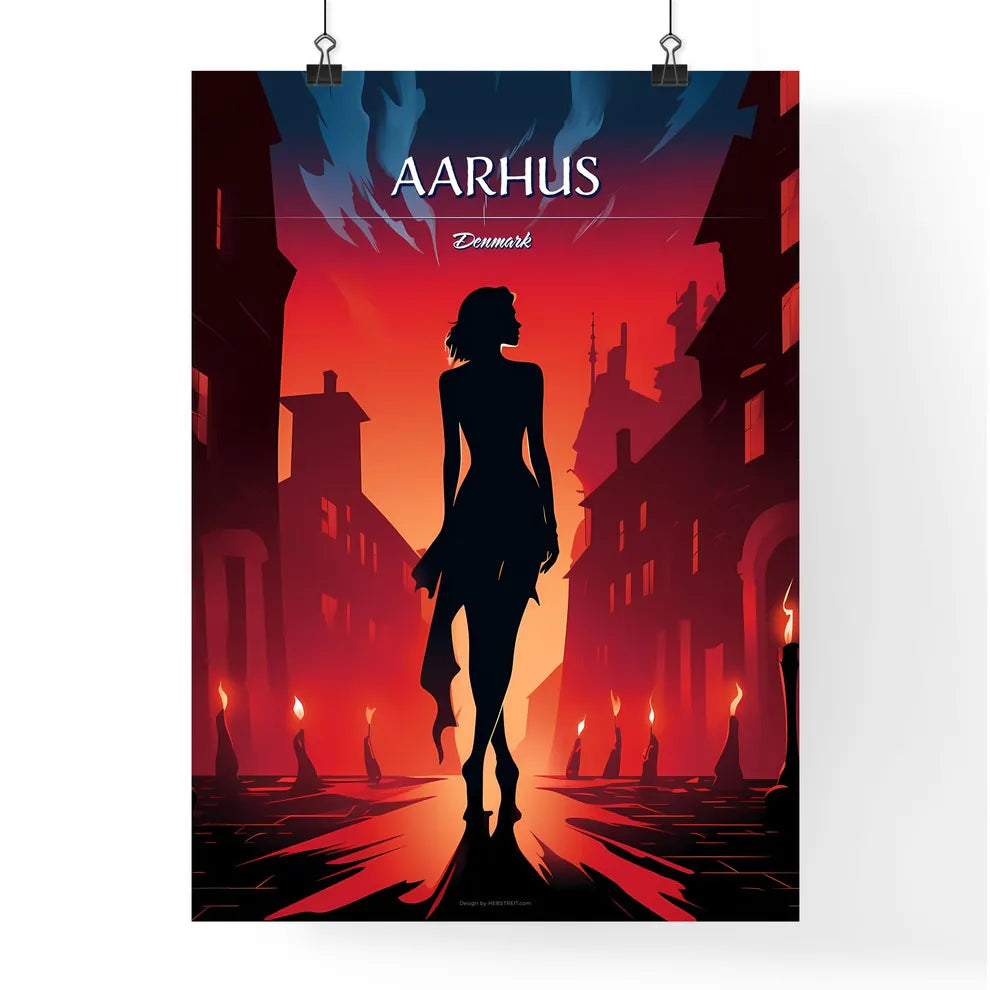 Aarhus, Denmark - Art print of a colorful city with stairs and steps Poster